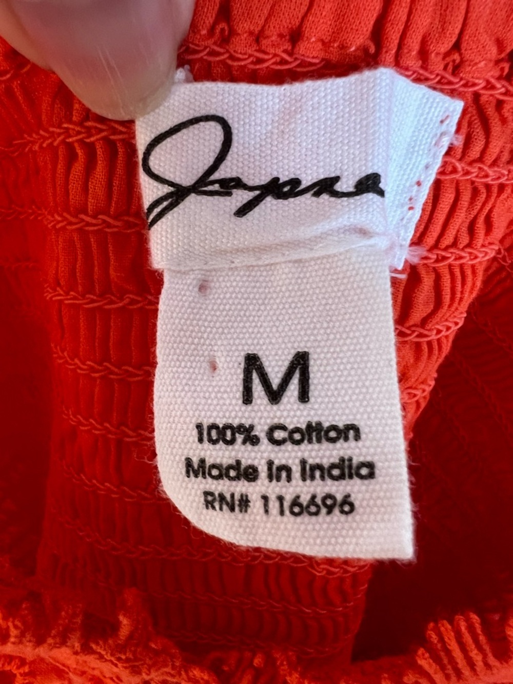 Japna Bright Red Smocked Cotton Tank - Picture 3 of 5
